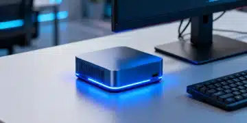 Sleek mini PC with glowing accents on a modern desk, representing compact powerhouses for Spring 2026.