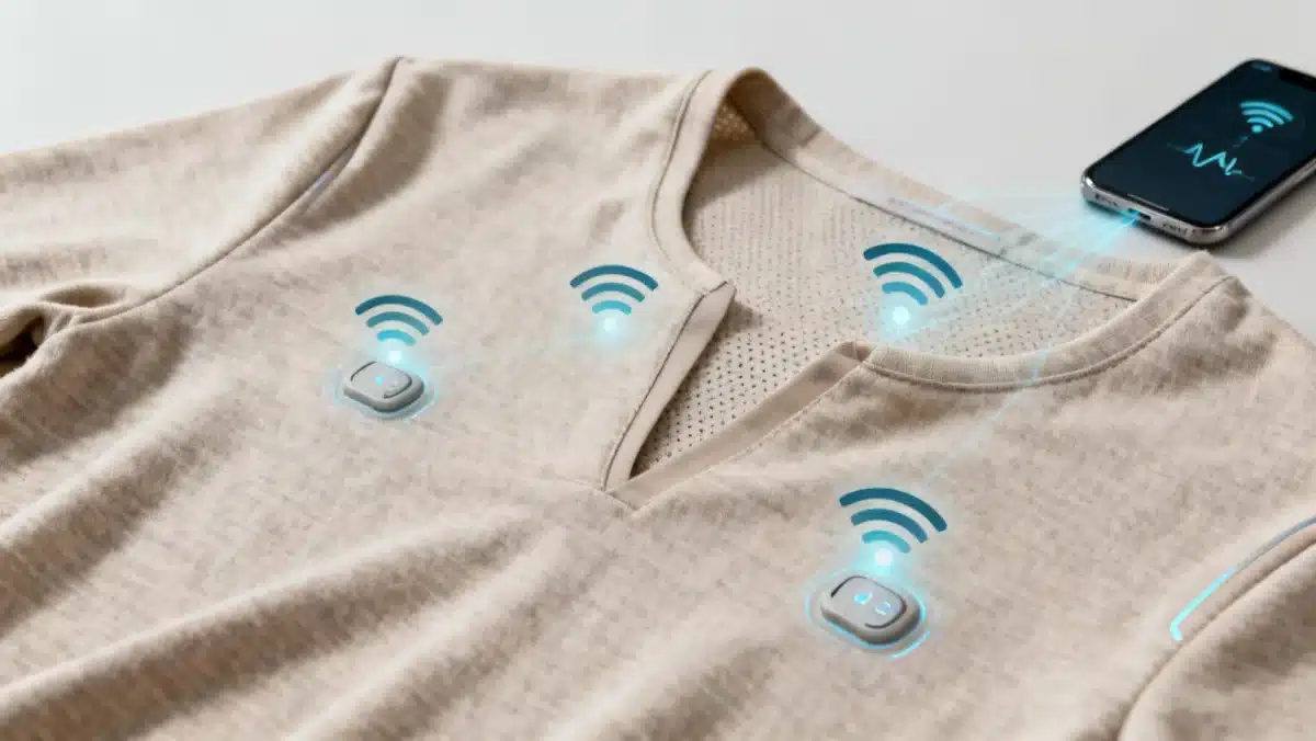 Smart fabric shirt for health monitoring, showcasing Wearable Tech in 2026: 5 Global Innovations Set to Redefine Health Monitoring and Fashion Integration