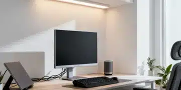 Modern home office with smart gadgets to achieve a 10% faster workflow by 2026