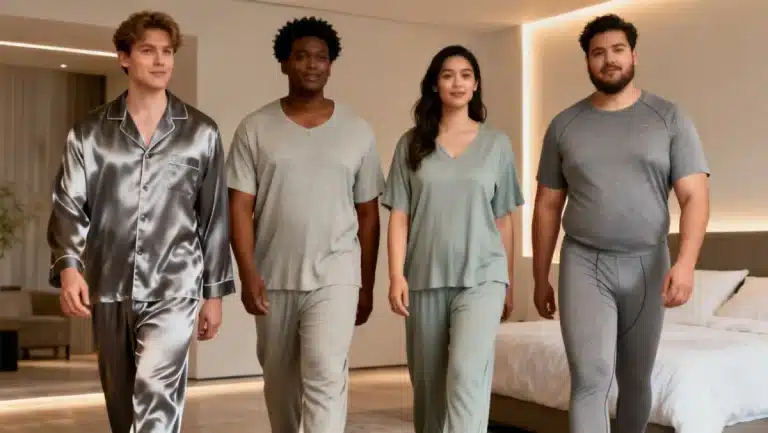 Four stylish sleepwear options for 2026 comfort, featuring modern designs and luxurious fabrics.