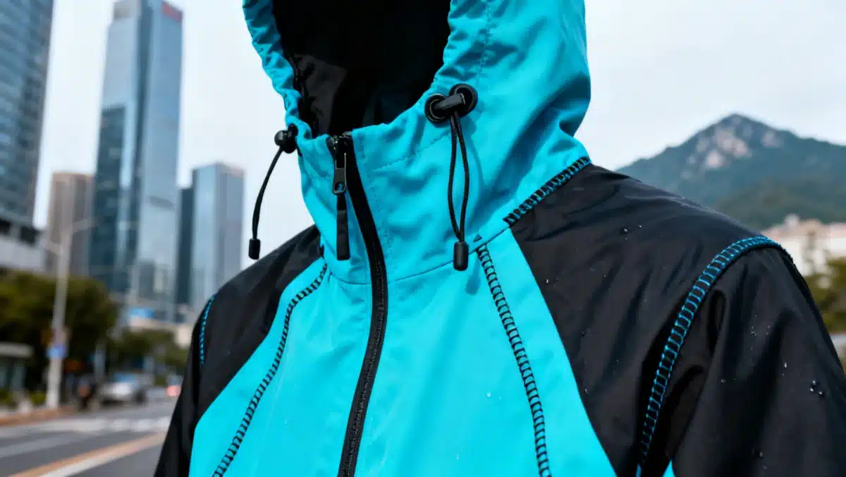 Technical performance jacket, waterproof outerwear, 2026 fashion trend.