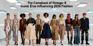 Models displaying diverse vintage fashion eras influencing 2026 styles